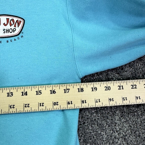 Ron Jon Surf Shop Hoodie Mens Small Blue Fleece Pullover Myrtle Beach Logo - Picture 6 of 10